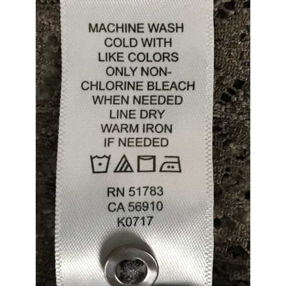 Maurices Womens Lace Overlay Top Size L 3/4 Sleeves Brown Gray Sheer Front - Picture 12 of 14